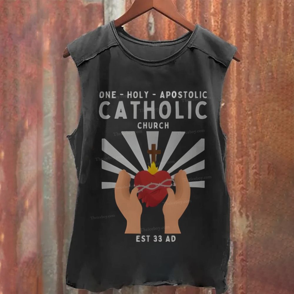 One Holy Catholic Apostolic Church Sacred Heart Washed Tank Top