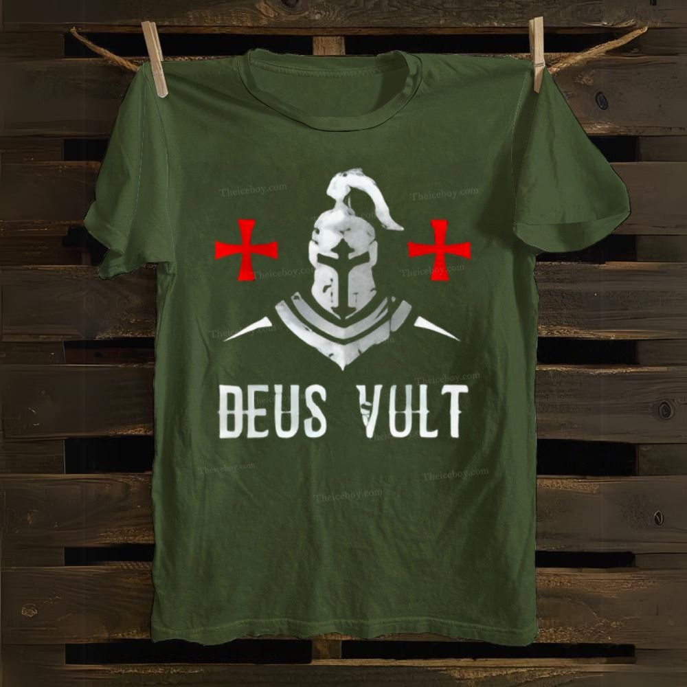 Deus Vult I Crusader I Knight Armor Cotton T-shirt