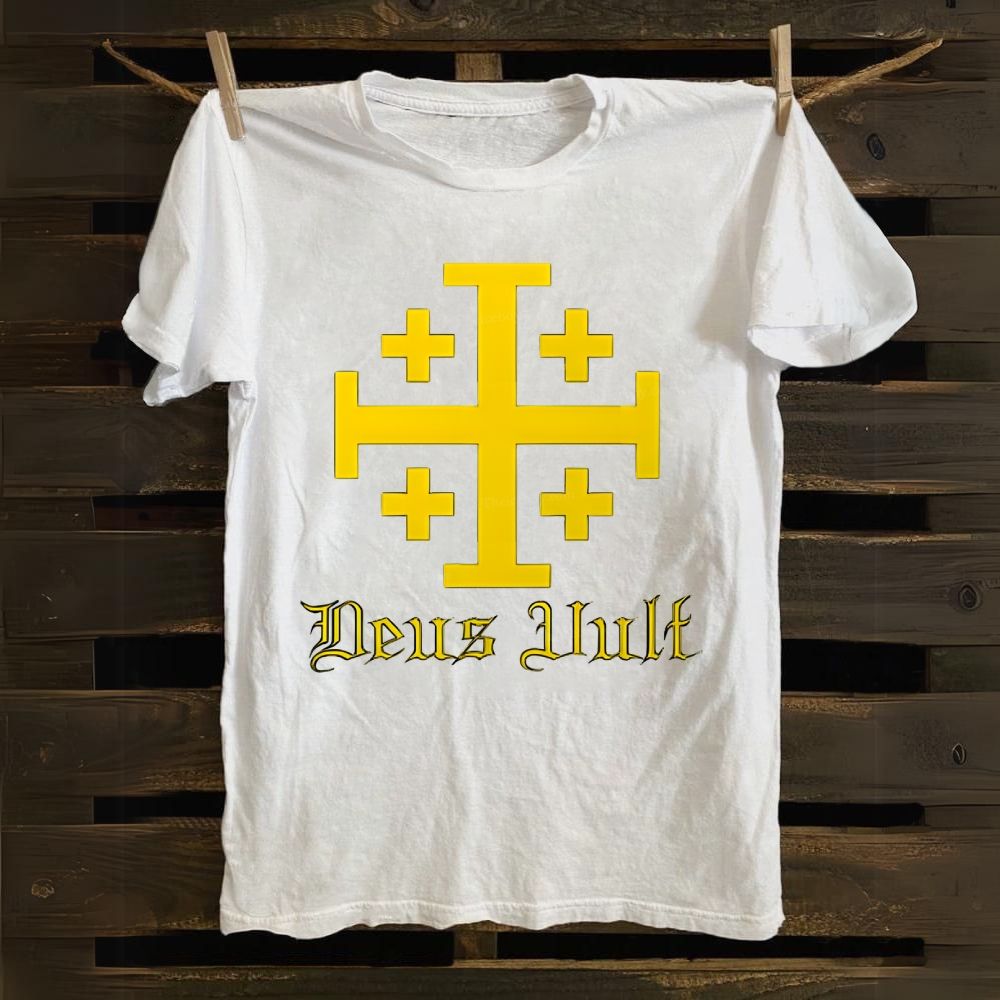 Crusader Cross Deus Vult Cotton T-shirt