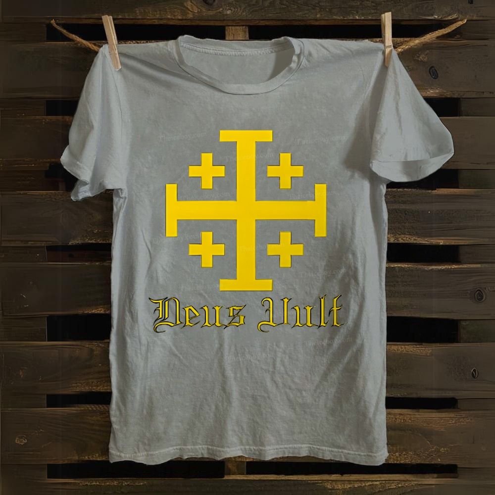 Crusader Cross Deus Vult Cotton T-shirt
