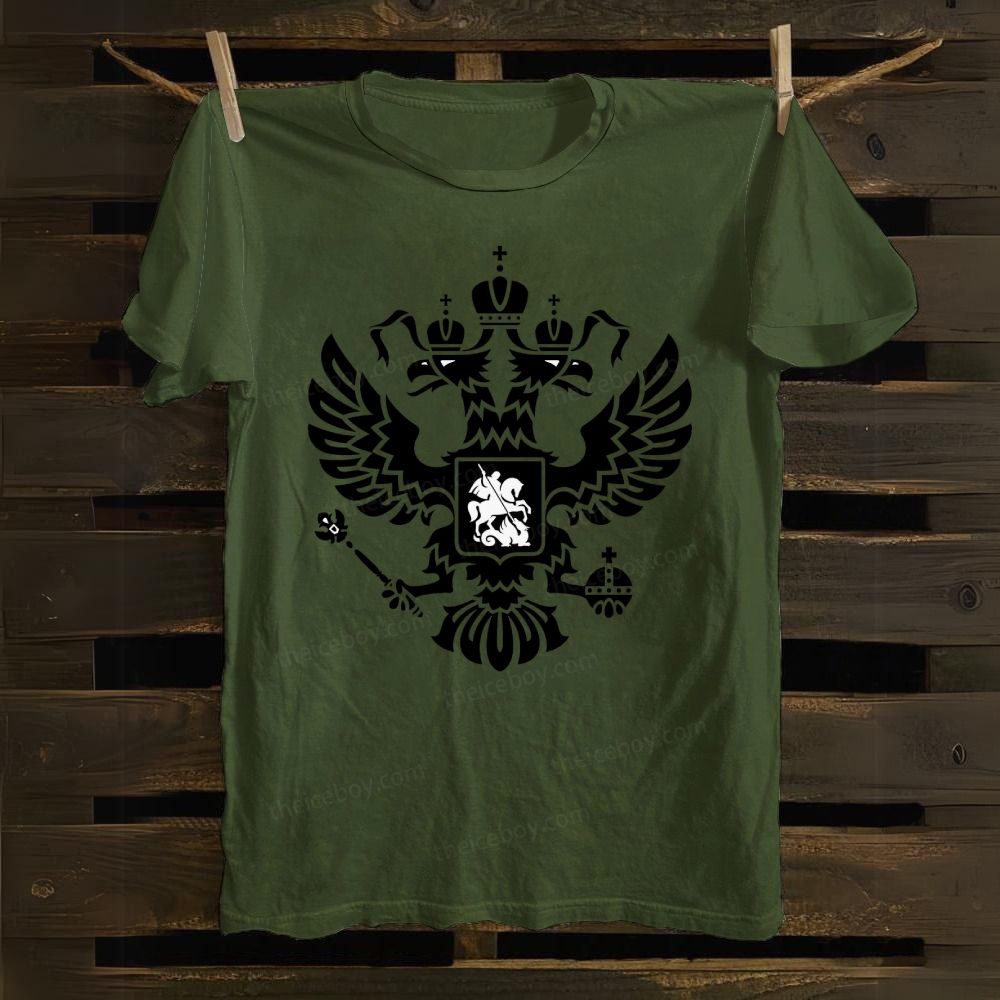 Double-headed eagle emblem Christ's Victory cotton T-shirt