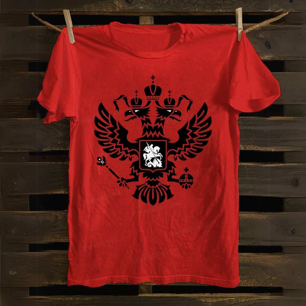 Double-headed eagle emblem Christ's Victory cotton T-shirt
