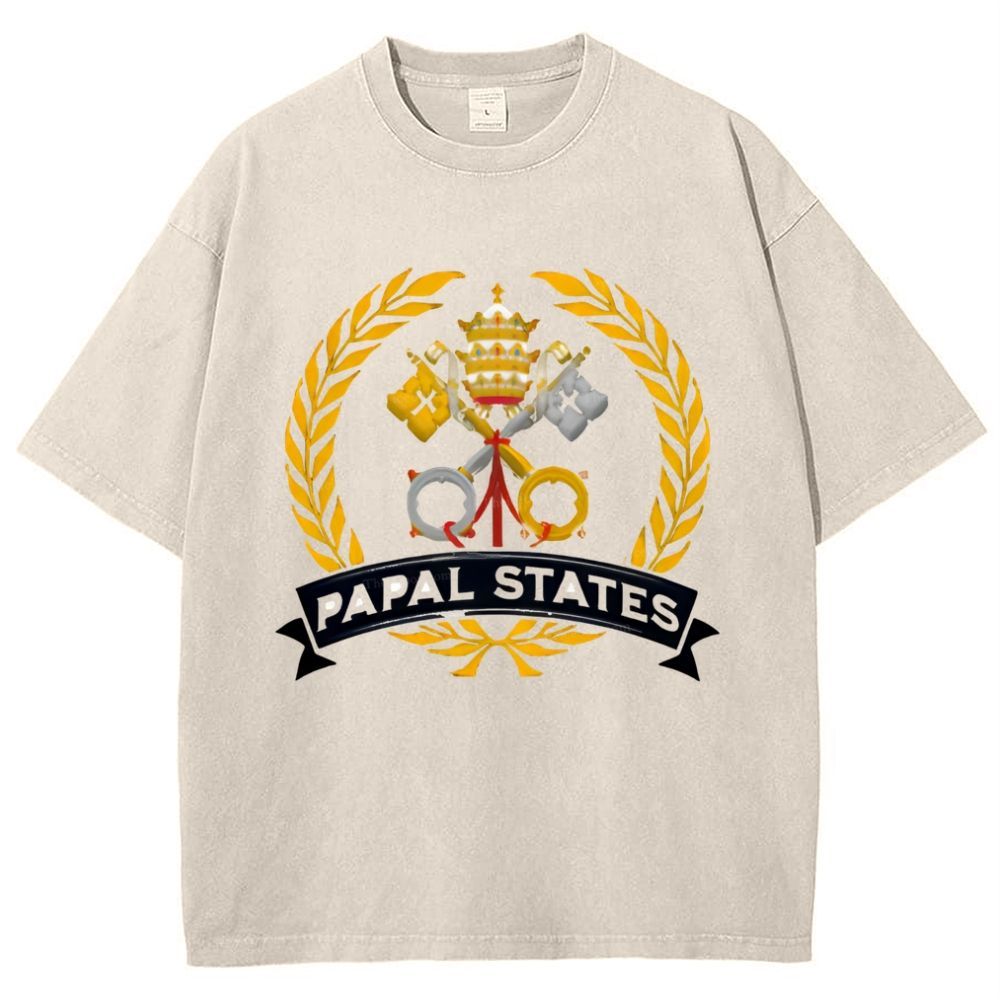 Papal States Heraldry Catholic Snowflake Vintage Cotton T-Shirt