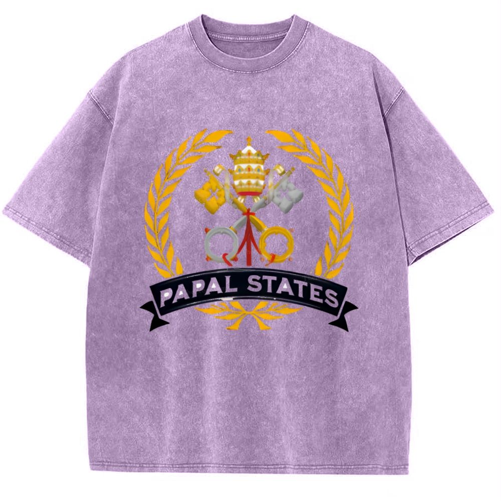 Papal States Heraldry Catholic Snowflake Vintage Cotton T-Shirt