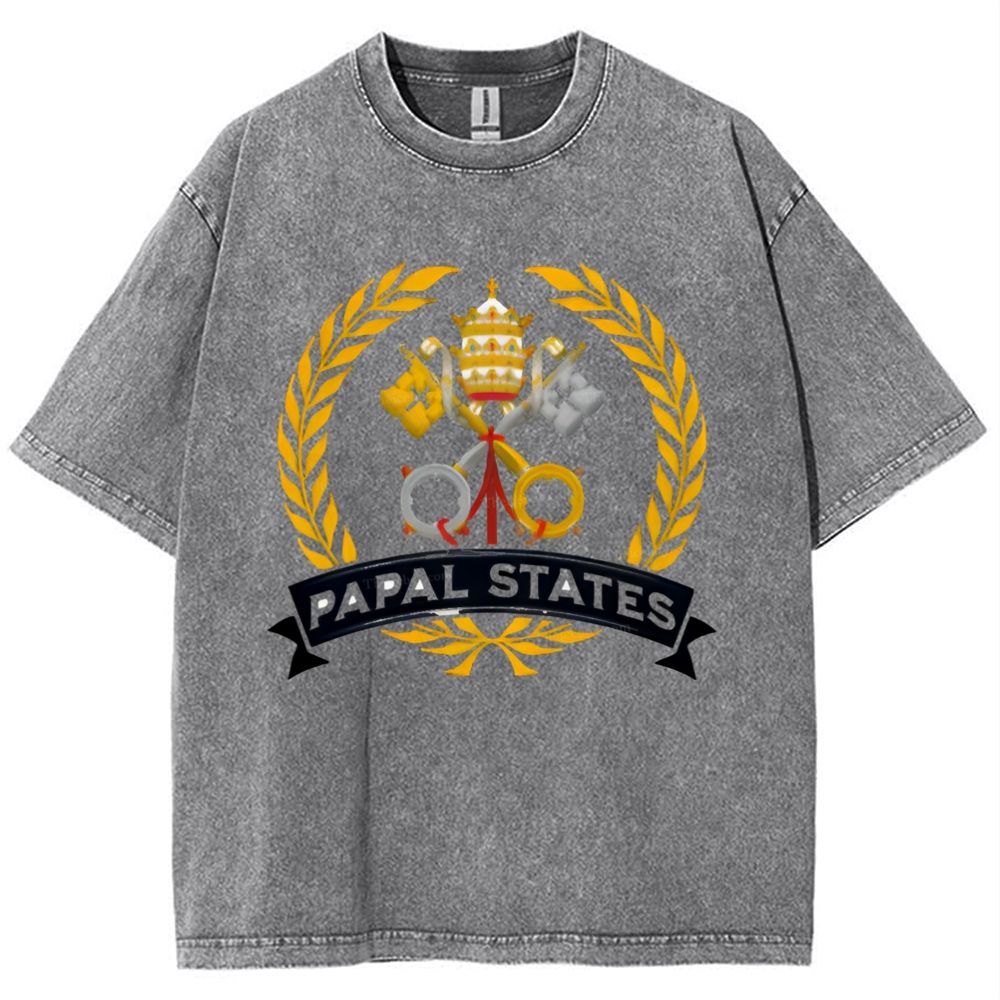 Papal States Heraldry Catholic Snowflake Vintage Cotton T-Shirt