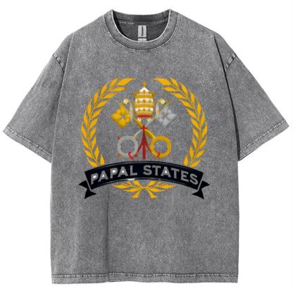 Papal States Heraldry Catholic Snowflake Vintage Cotton T-Shirt