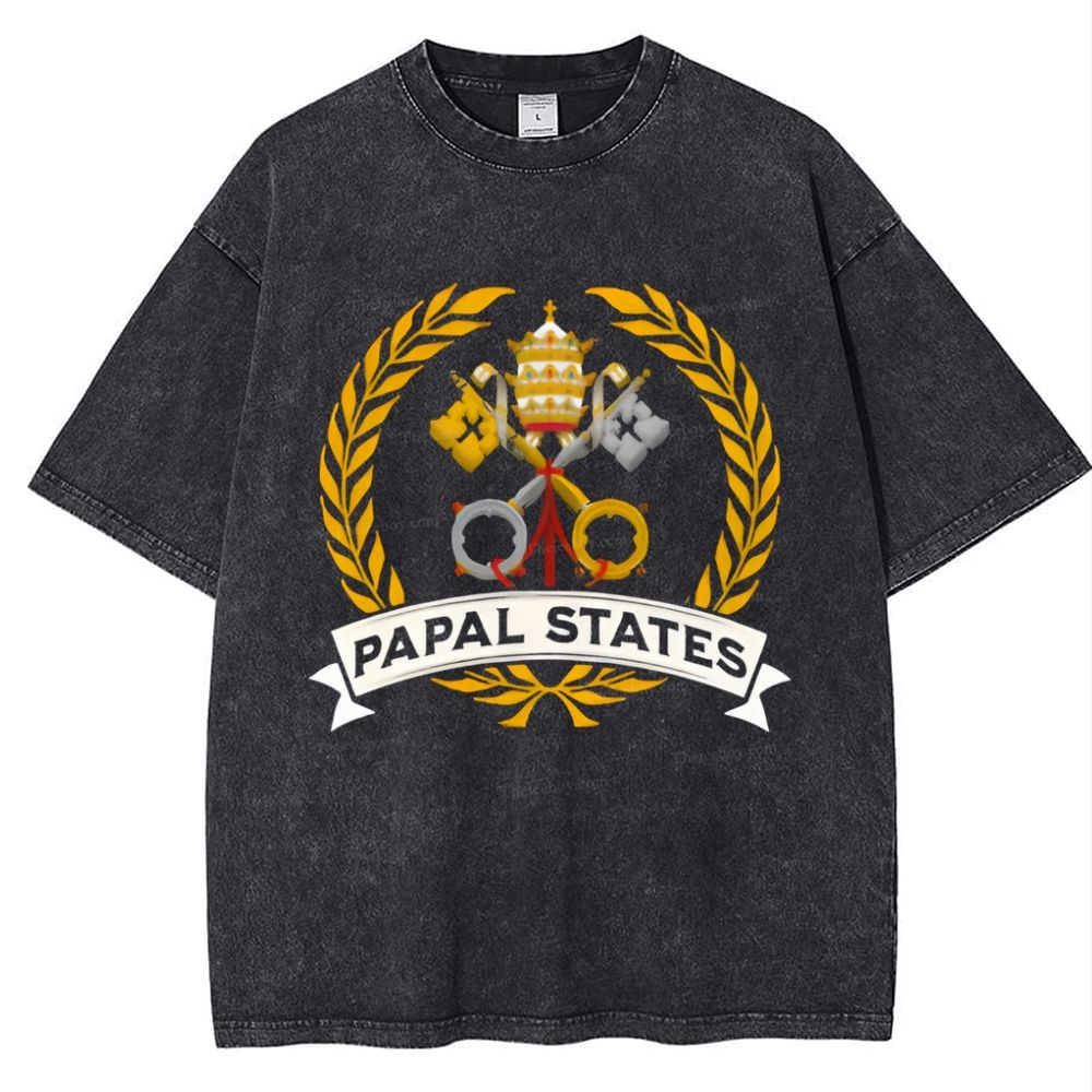 Papal States Heraldry Catholic Snowflake Vintage Cotton T-Shirt