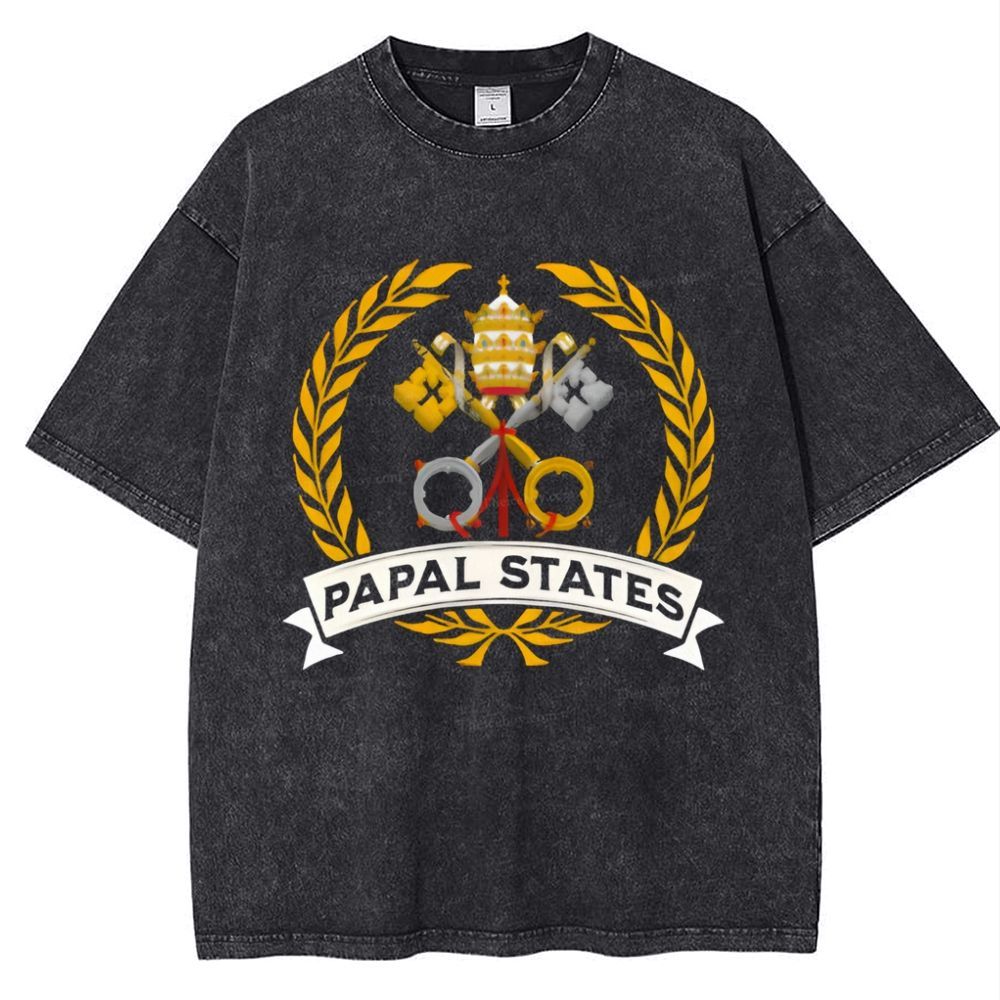 Papal States Heraldry Catholic Snowflake Vintage Cotton T-Shirt