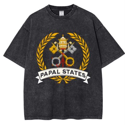Papal States Heraldry Catholic Snowflake Vintage Cotton T-Shirt