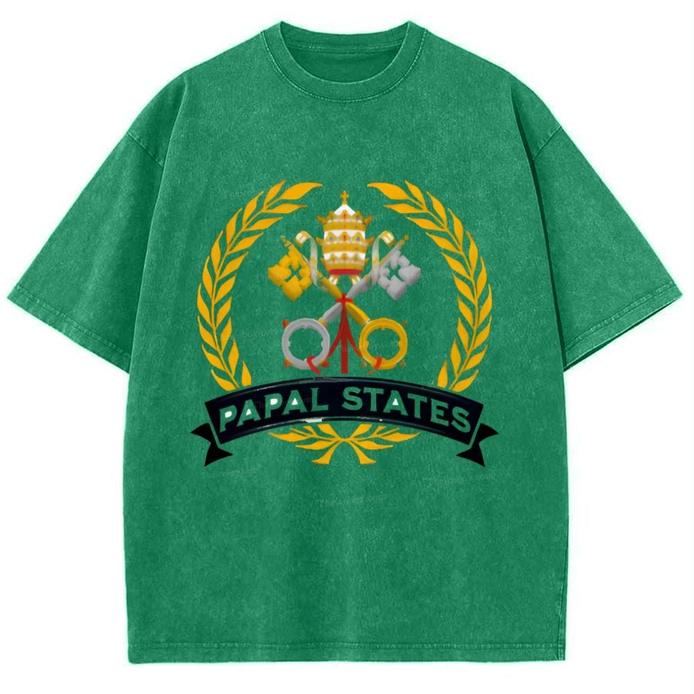 Papal States Heraldry Catholic Snowflake Vintage Cotton T-Shirt
