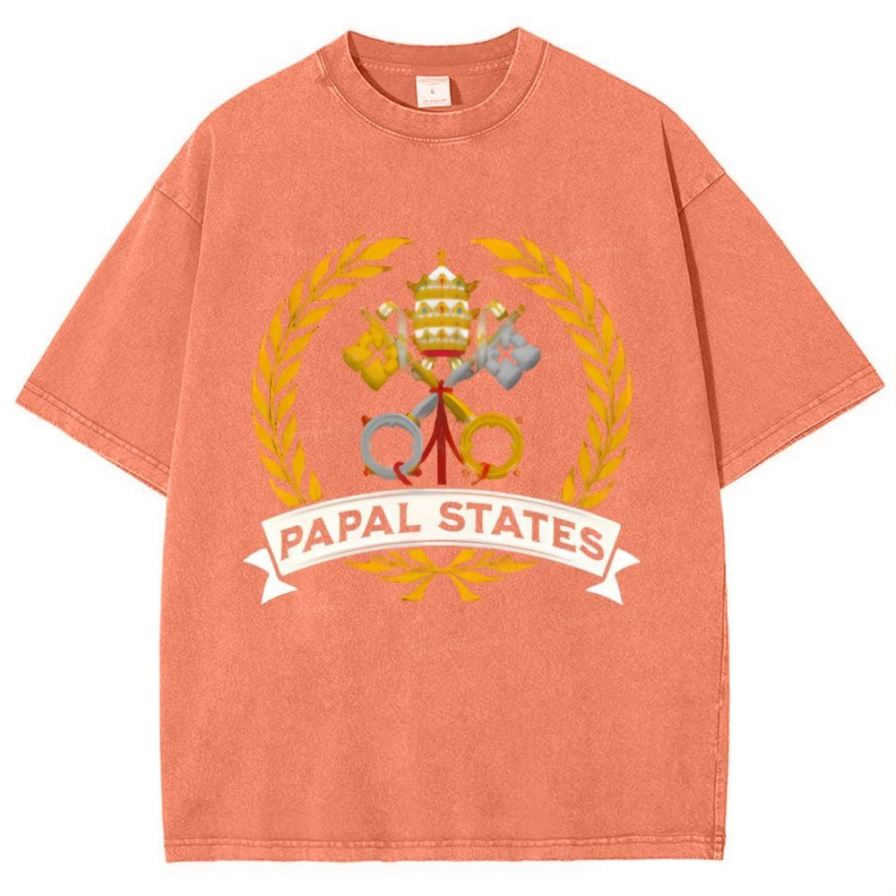 Papal States Heraldry Catholic Snowflake Vintage Cotton T-Shirt