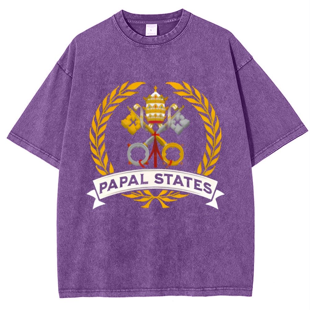 Papal States Heraldry Catholic Snowflake Vintage Cotton T-Shirt