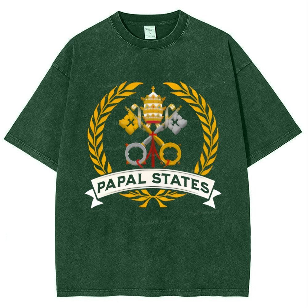 Papal States Heraldry Catholic Snowflake Vintage Cotton T-Shirt