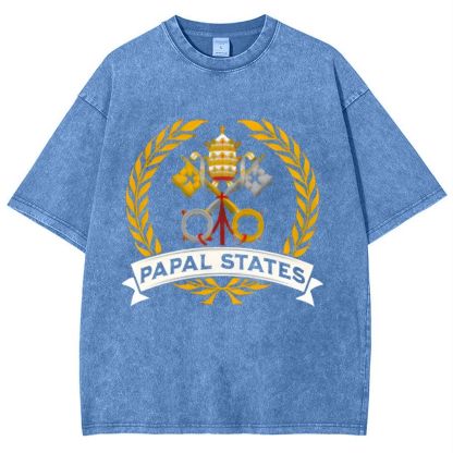 Papal States Heraldry Catholic Snowflake Vintage Cotton T-Shirt