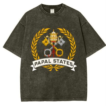 Papal States Heraldry Catholic Snowflake Vintage Cotton T-Shirt