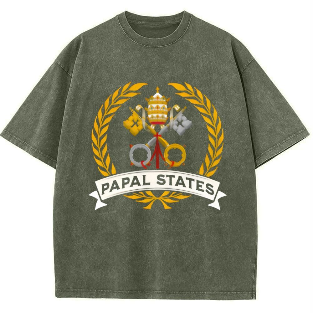 Papal States Heraldry Catholic Snowflake Vintage Cotton T-Shirt