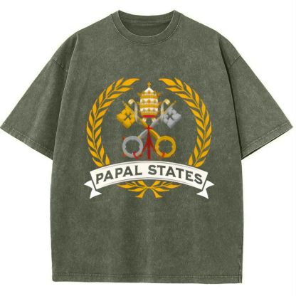 Papal States Heraldry Catholic Snowflake Vintage Cotton T-Shirt