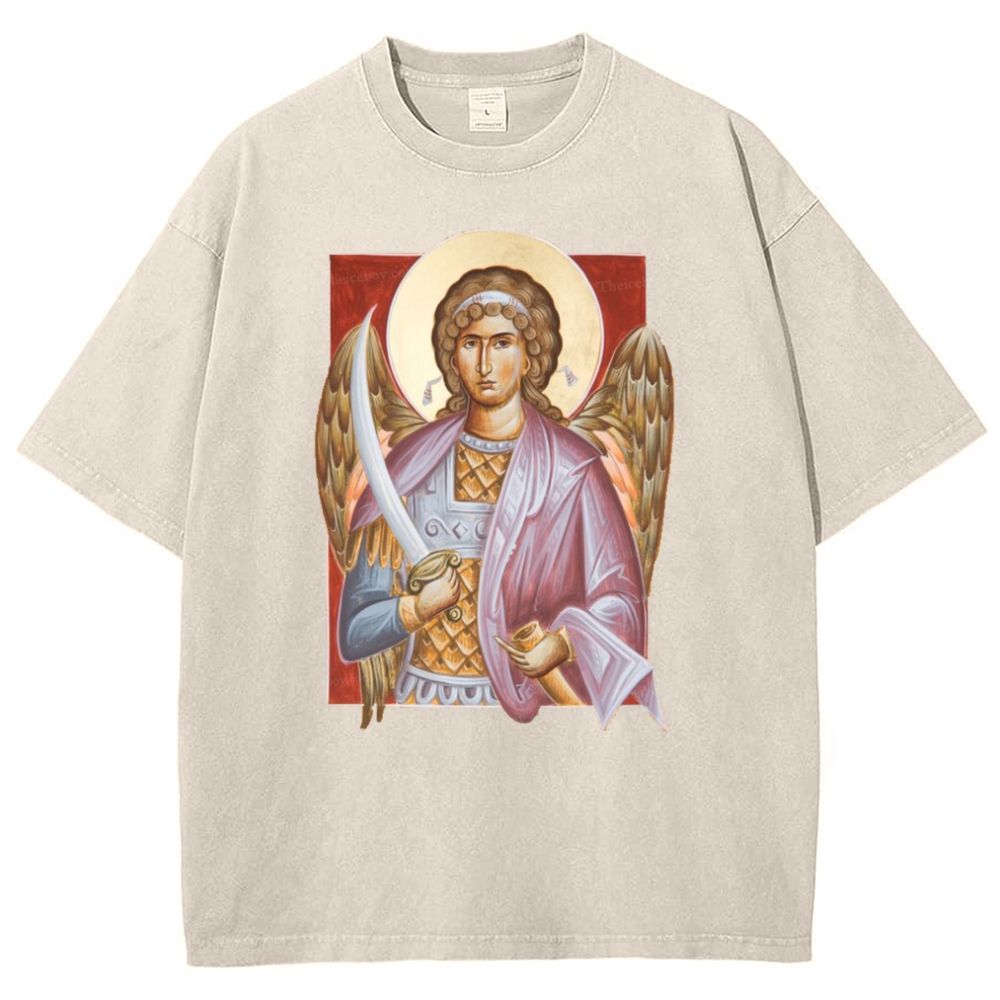 Archangel Michael Snowflake Vintage Cotton T-Shirt 