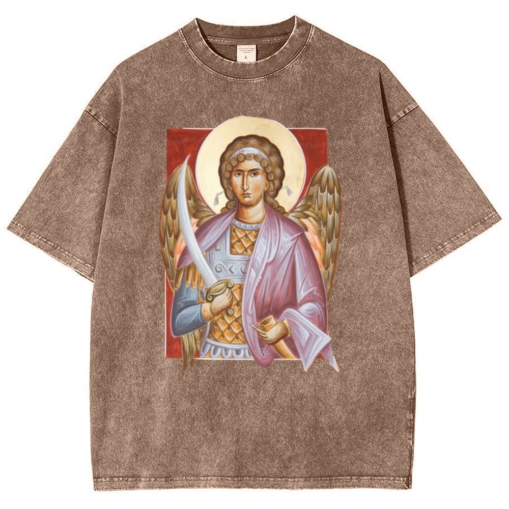 Archangel Michael Snowflake Vintage Cotton T-Shirt 