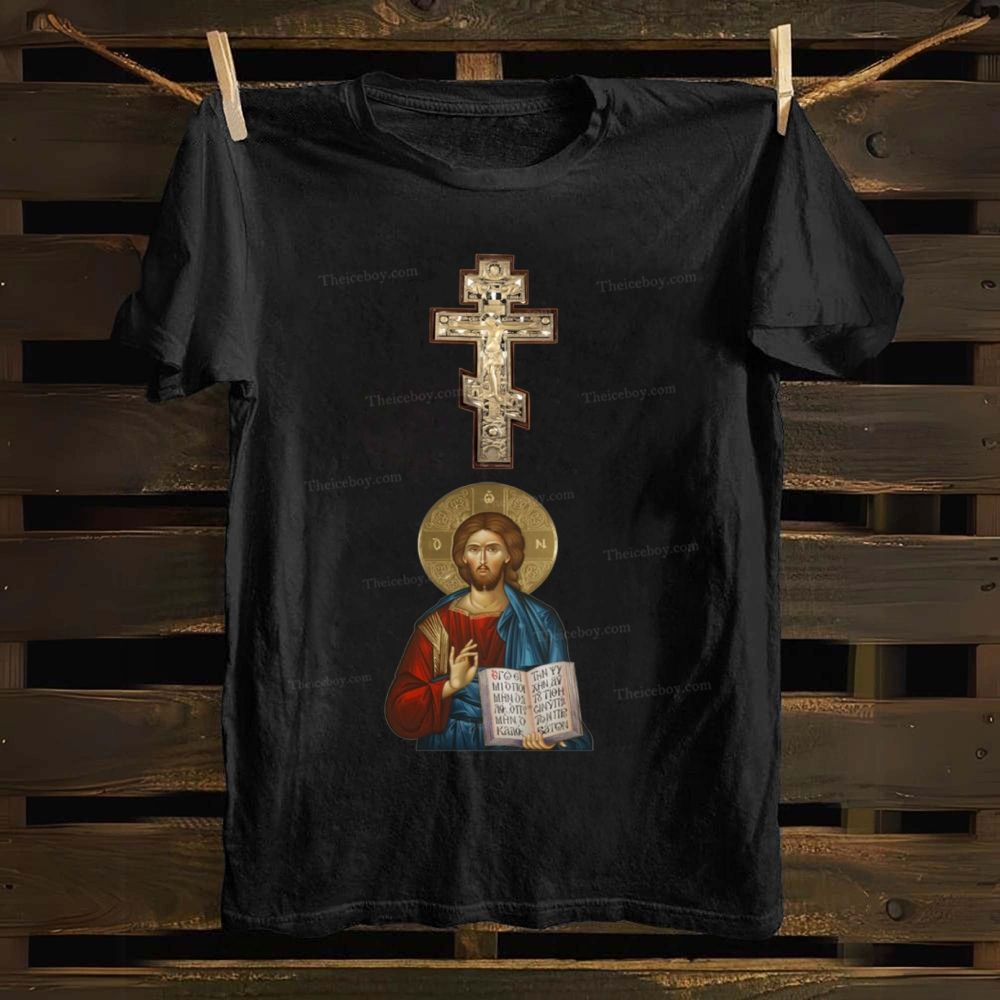 Orthodox Icon of Jesus Cotton T-shirt
