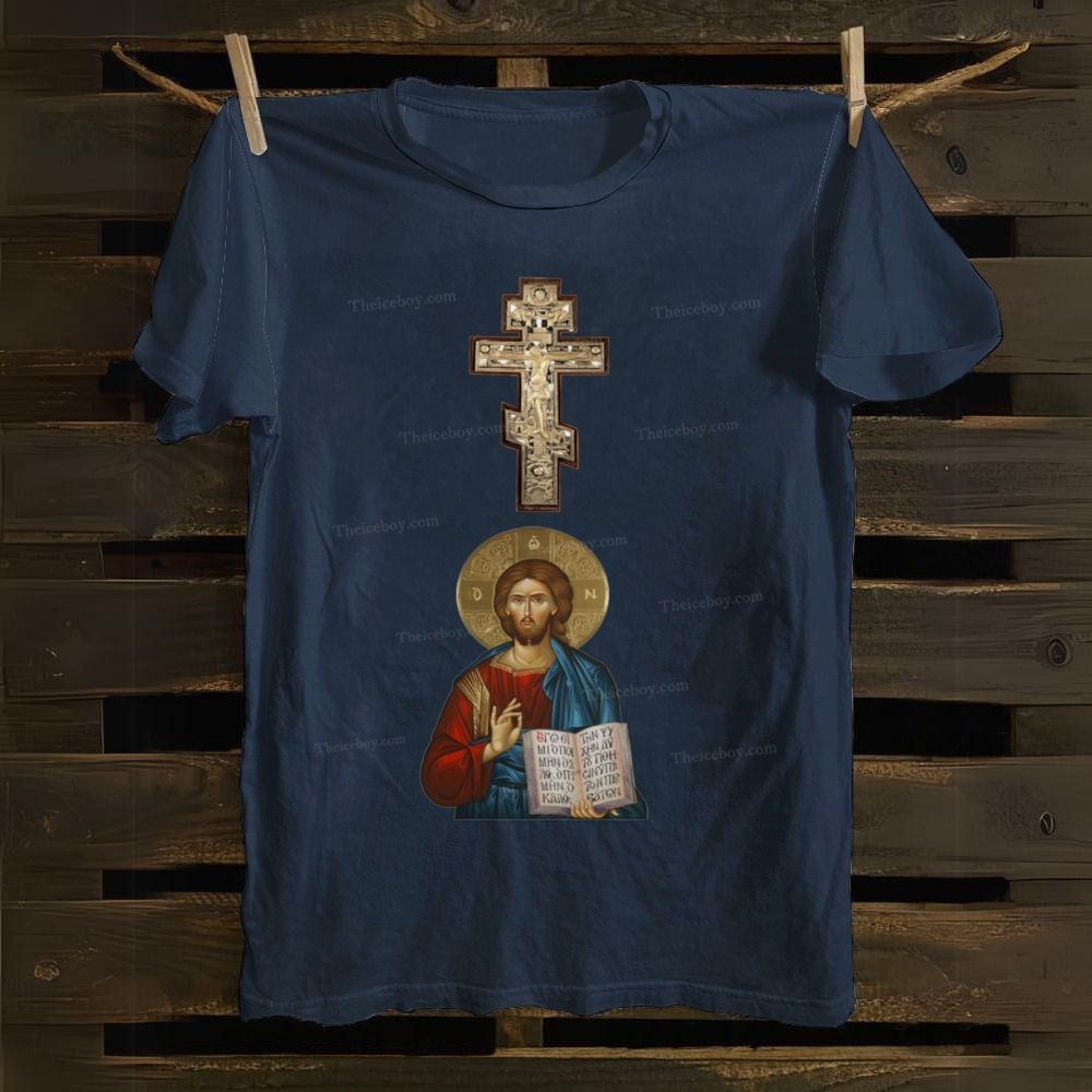 Orthodox Icon of Jesus Cotton T-shirt