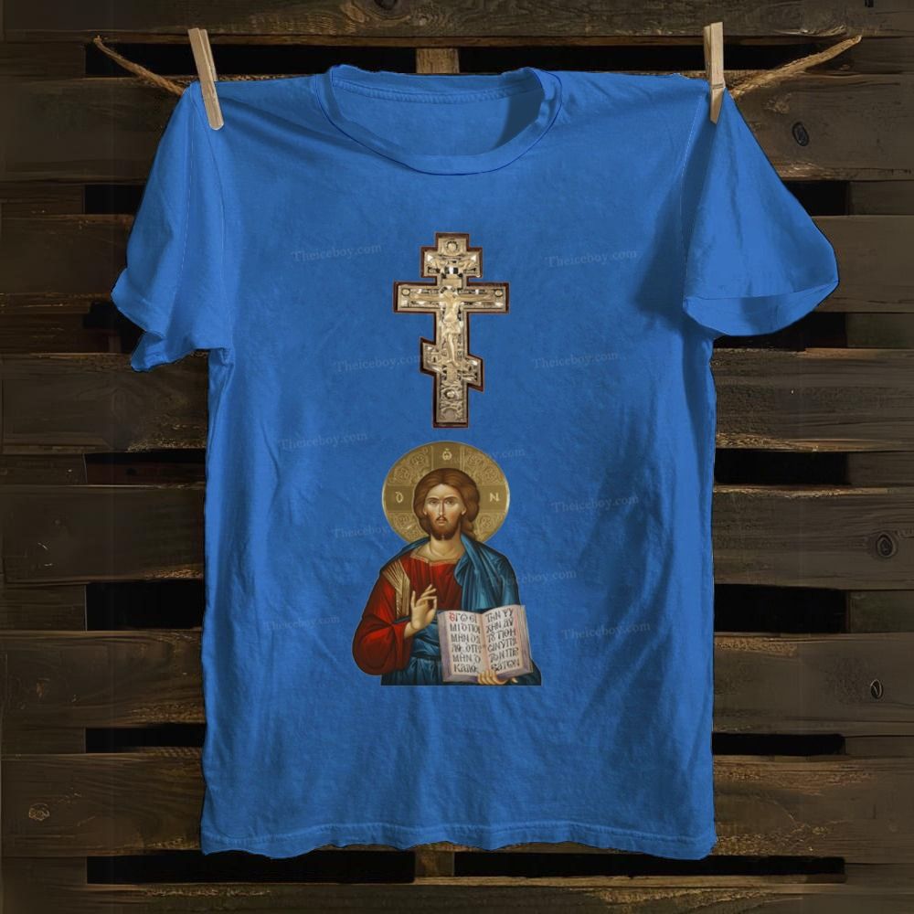Orthodox Icon of Jesus Cotton T-shirt