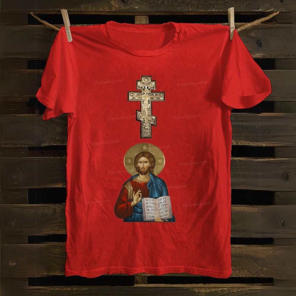 Orthodox Icon of Jesus Cotton T-shirt
