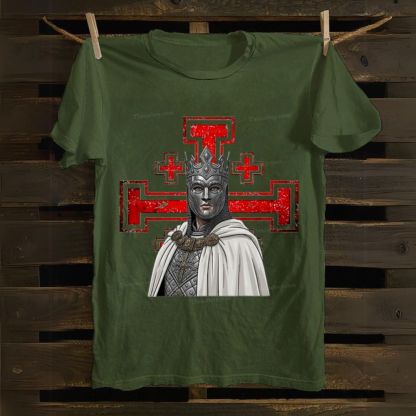 Jerusalem Cross King Baldwin Cotton T-shirt 