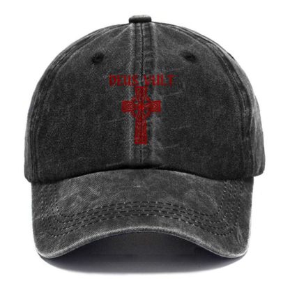 Deus Vult christian catholic The Lord templar knights Unisex Vintage Casual Washed Cap