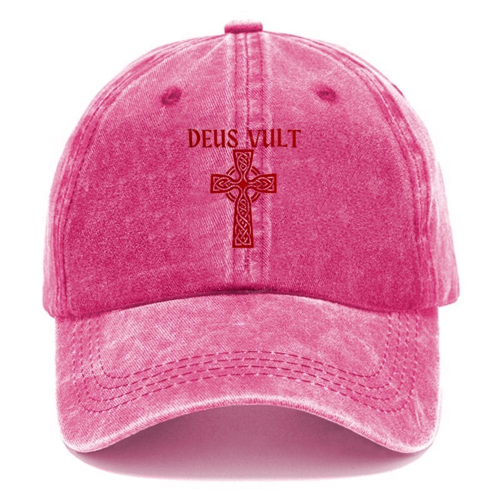 Deus Vult christian catholic The Lord templar knights Unisex Vintage Casual Washed Cap