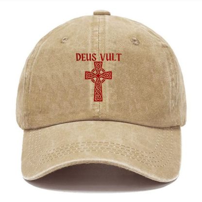 Deus Vult christian catholic The Lord templar knights Unisex Vintage Casual Washed Cap