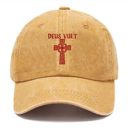 Deus Vult christian catholic The Lord templar knights Unisex Vintage Casual Washed Cap