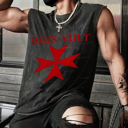 Deus Vult christian catholic templar knights crusades Christian Snowflake Washed Vest
