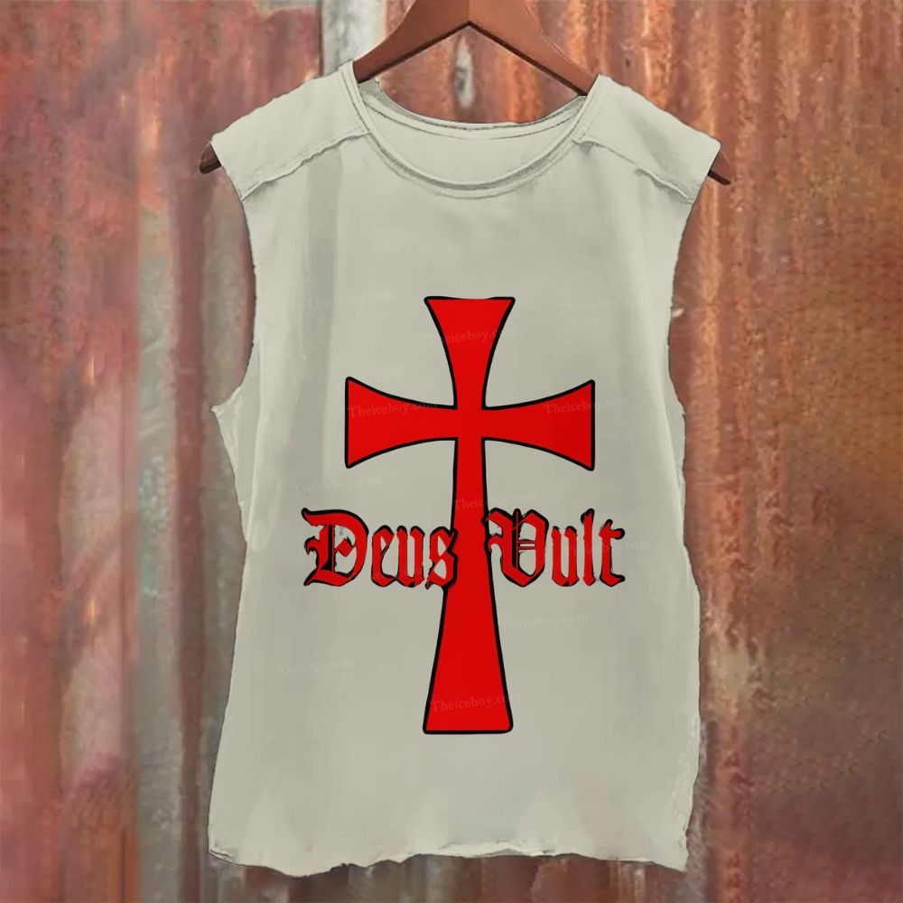 Deus Vult Knights Templar Cross Casual Printed Tank Top