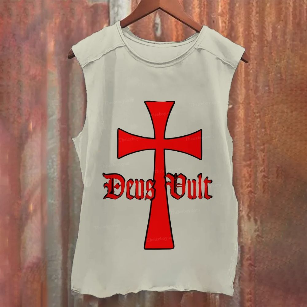 Deus Vult Knights Templar Cross Casual Printed Tank Top