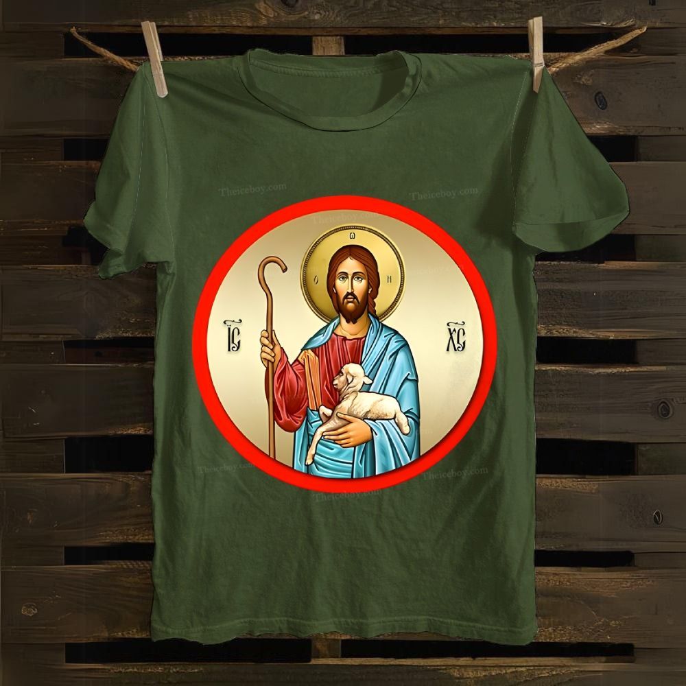 Orthodox icon christian circle Cotton T-shirt