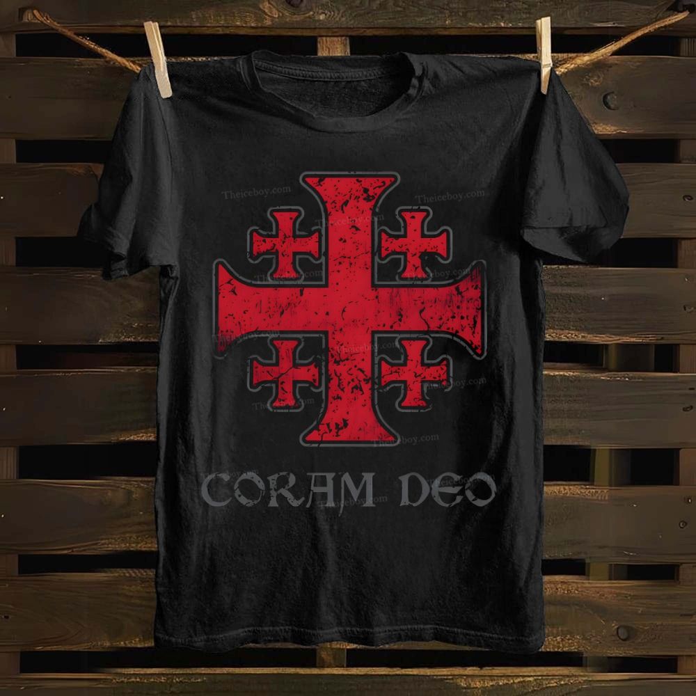 Coram Deo Jerusalem Cross Cotton T-shirt