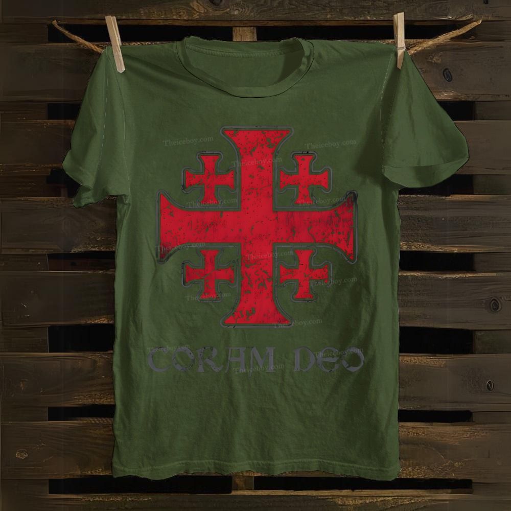Coram Deo Jerusalem Cross Cotton T-shirt
