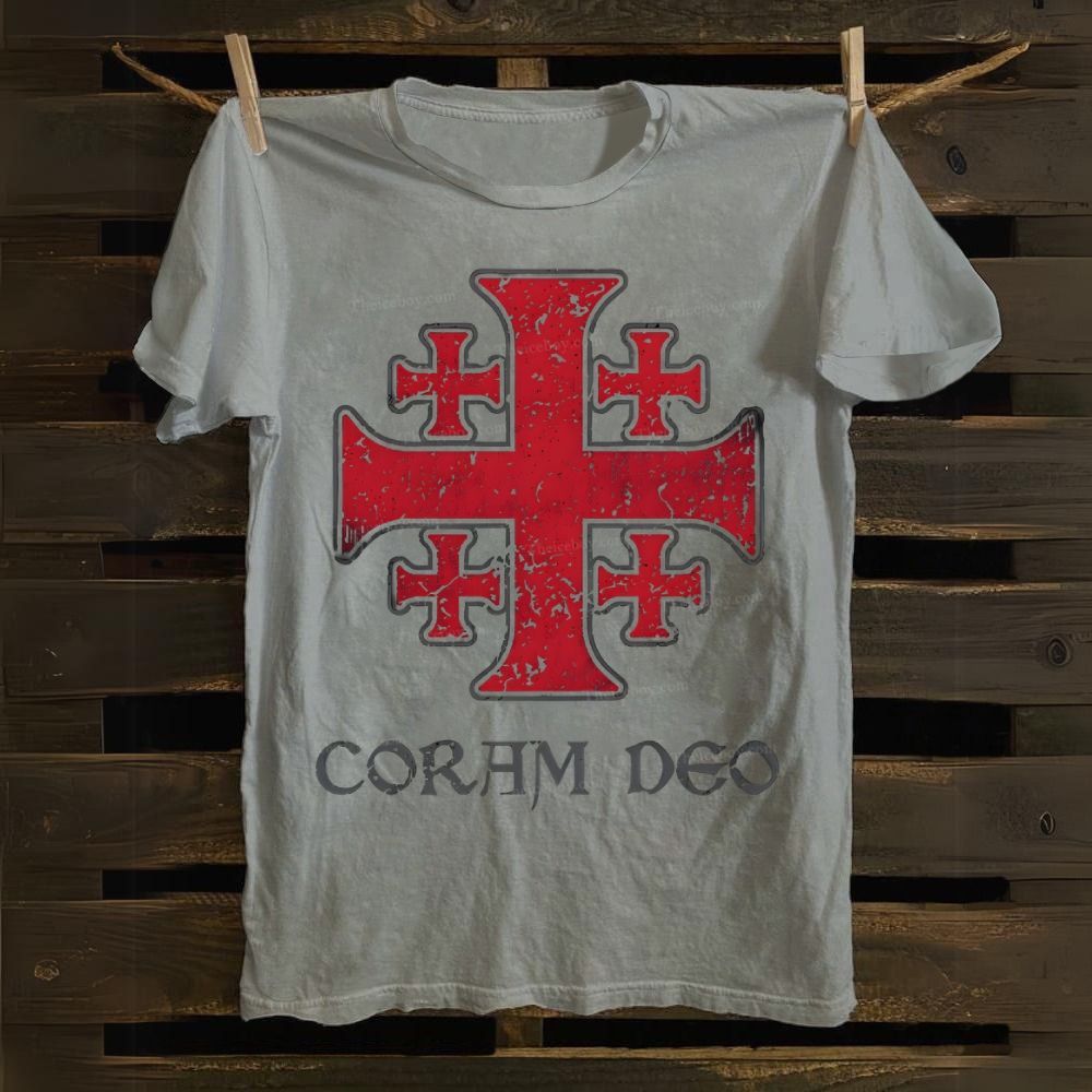 Coram Deo Jerusalem Cross Cotton T-shirt