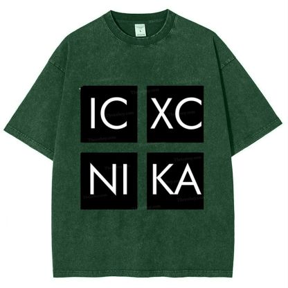 Jesus Christ Conquers ICXC NIKA Snowflake Vintage Cotton T-Shirt
