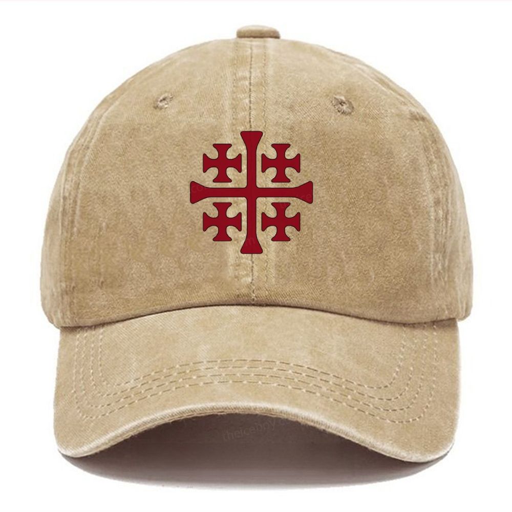 Jerusalem Christian Cross Unisex Vintage Casual Washed Cap