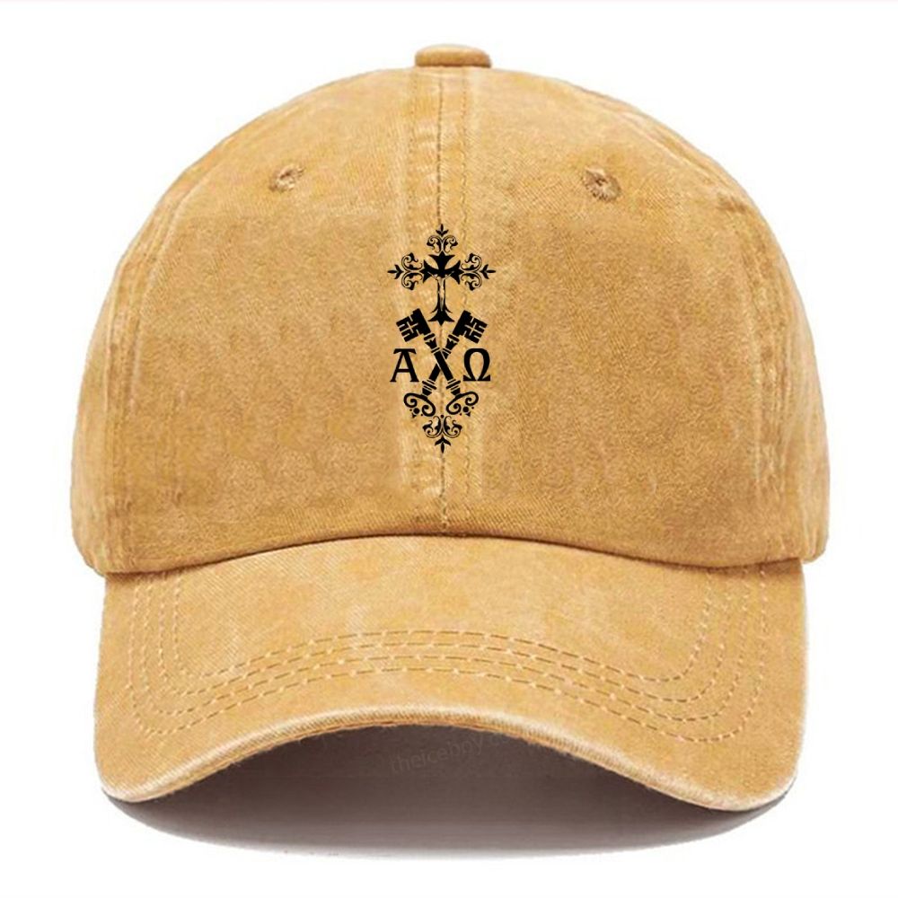 A Ω  Unisex Vintage Casual Washed Cap