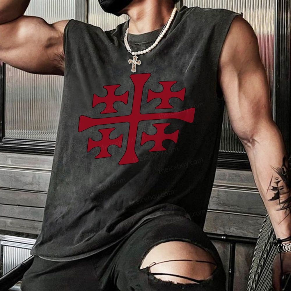Jerusalem Christian Cross Christian Snowflake Washed Vest