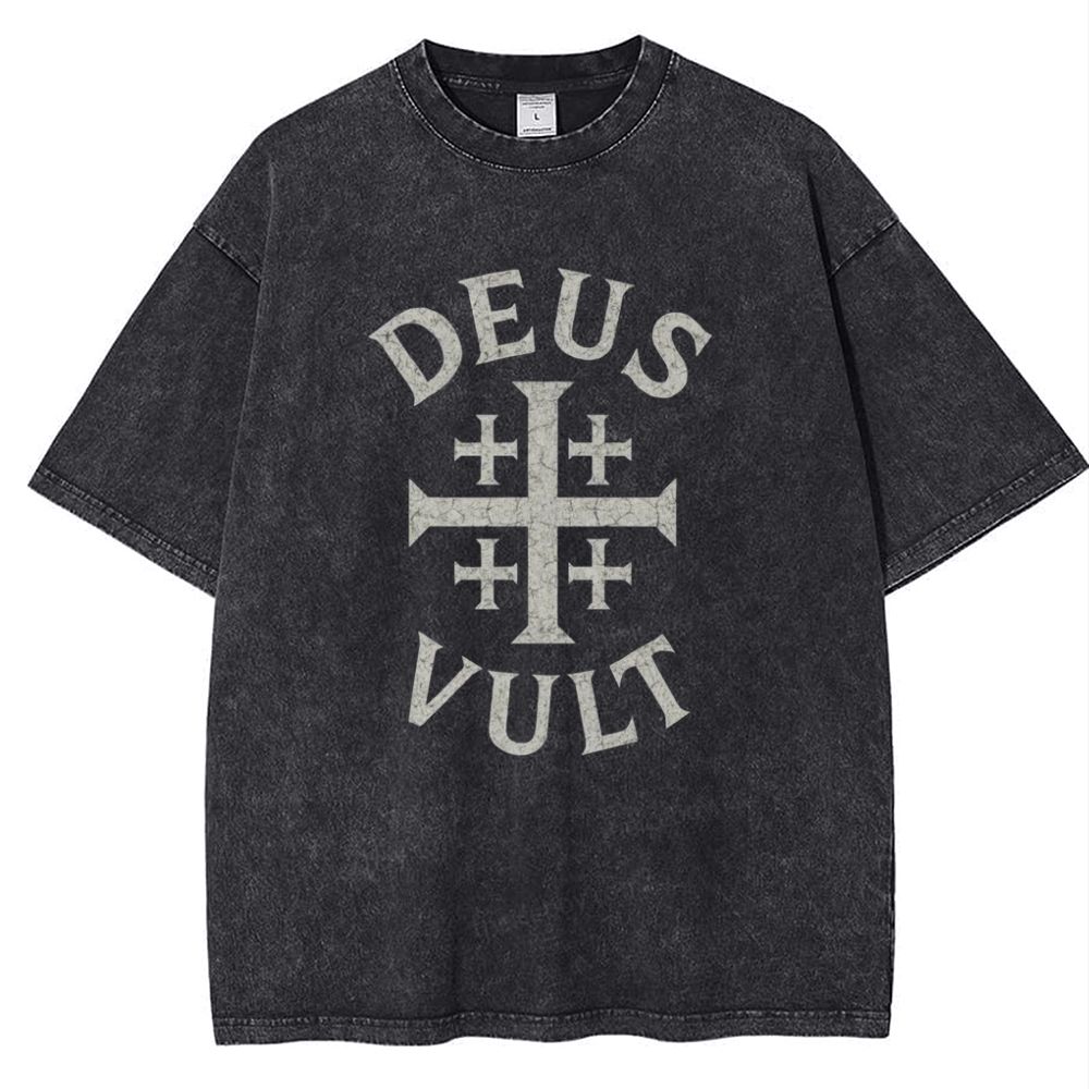 Deus Vult Snowflake Vintage Cotton T-Shirt