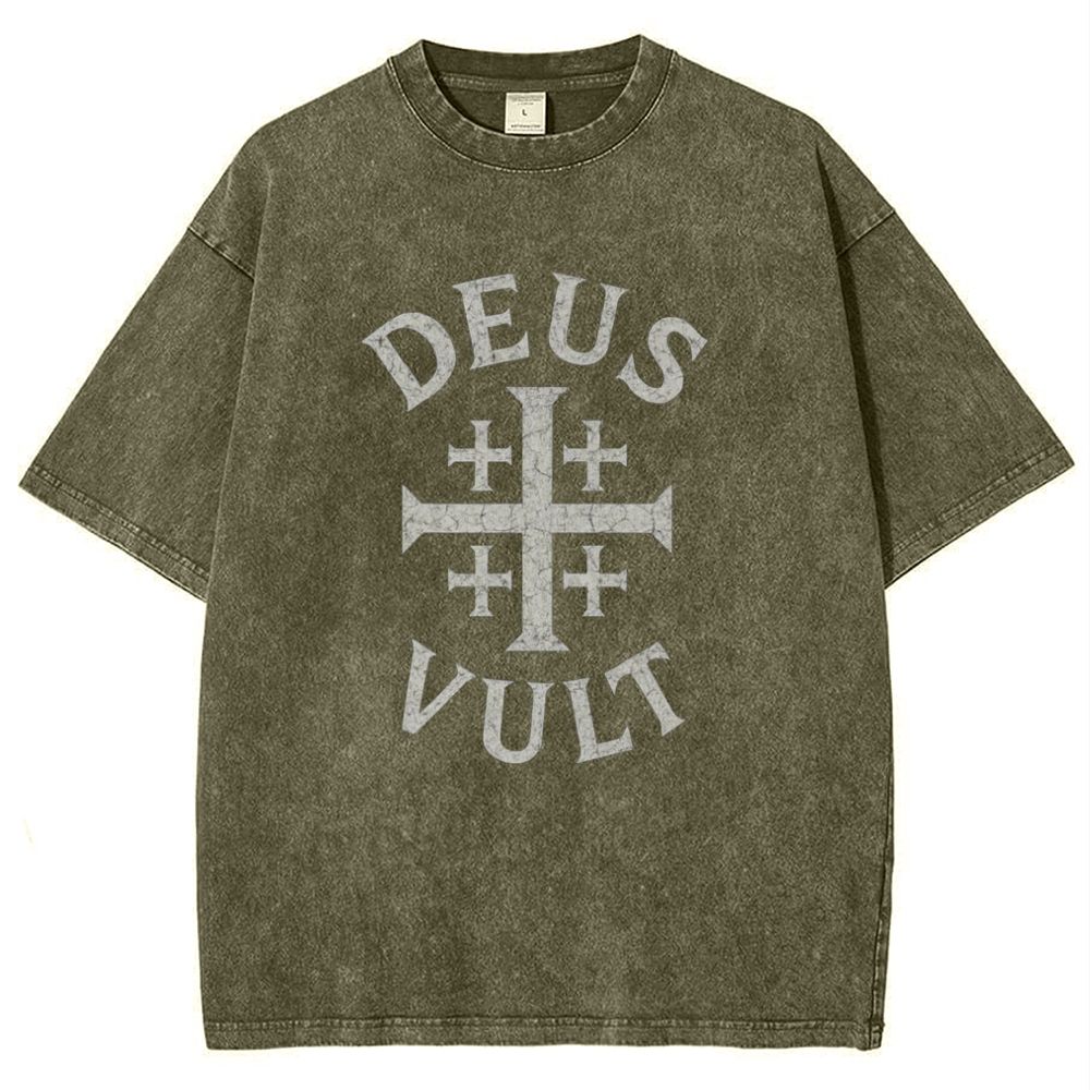Deus Vult Snowflake Vintage Cotton T-Shirt
