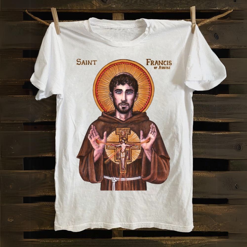 Theophilia St. Francis of Assisi Icon Cotton T-shirt