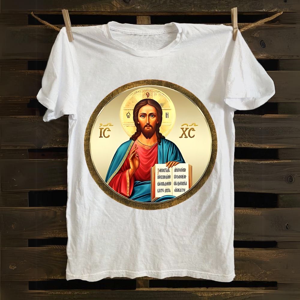 Jesus Christ the son of God Circle icon Cotton T-shirt