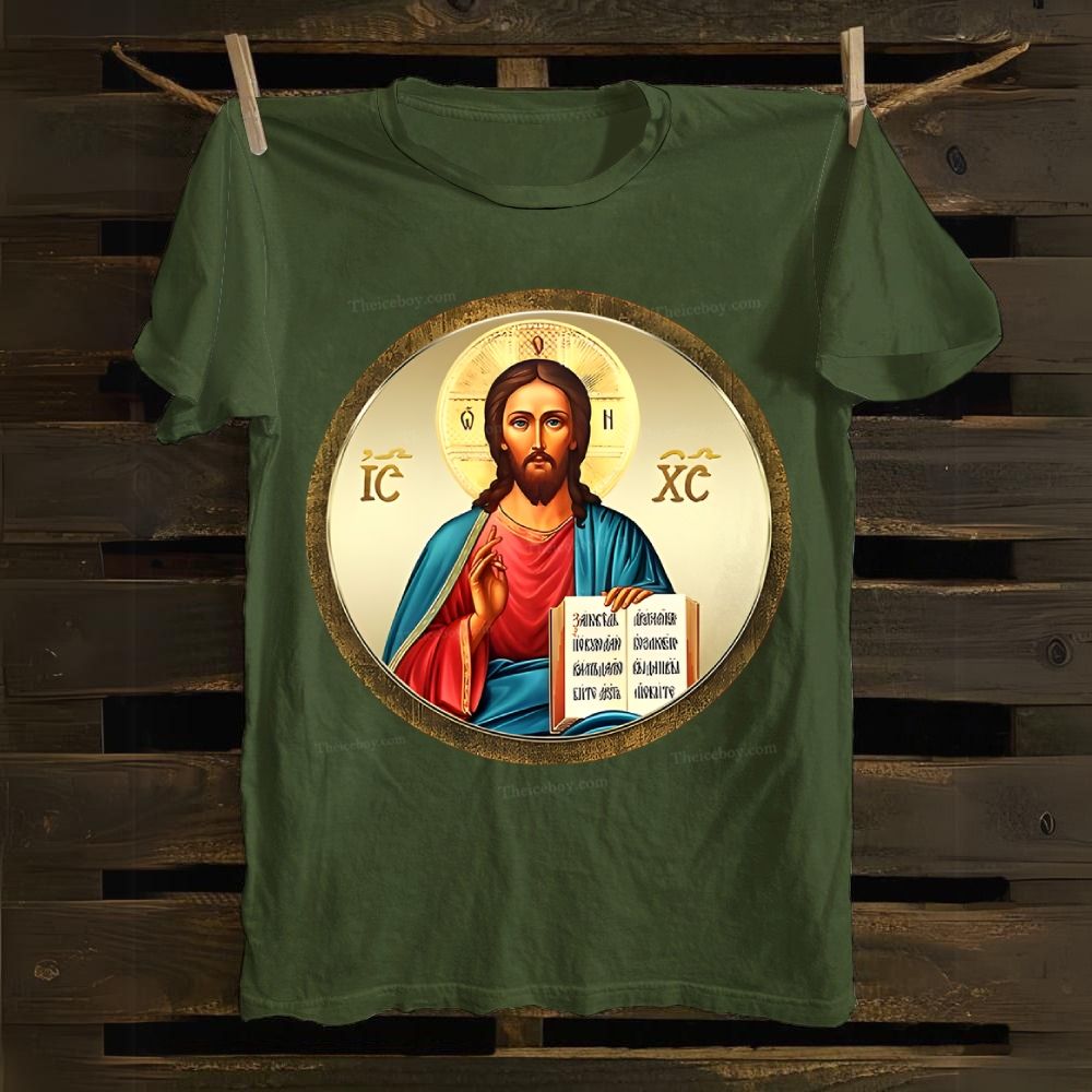 Jesus Christ the son of God Circle icon Cotton T-shirt