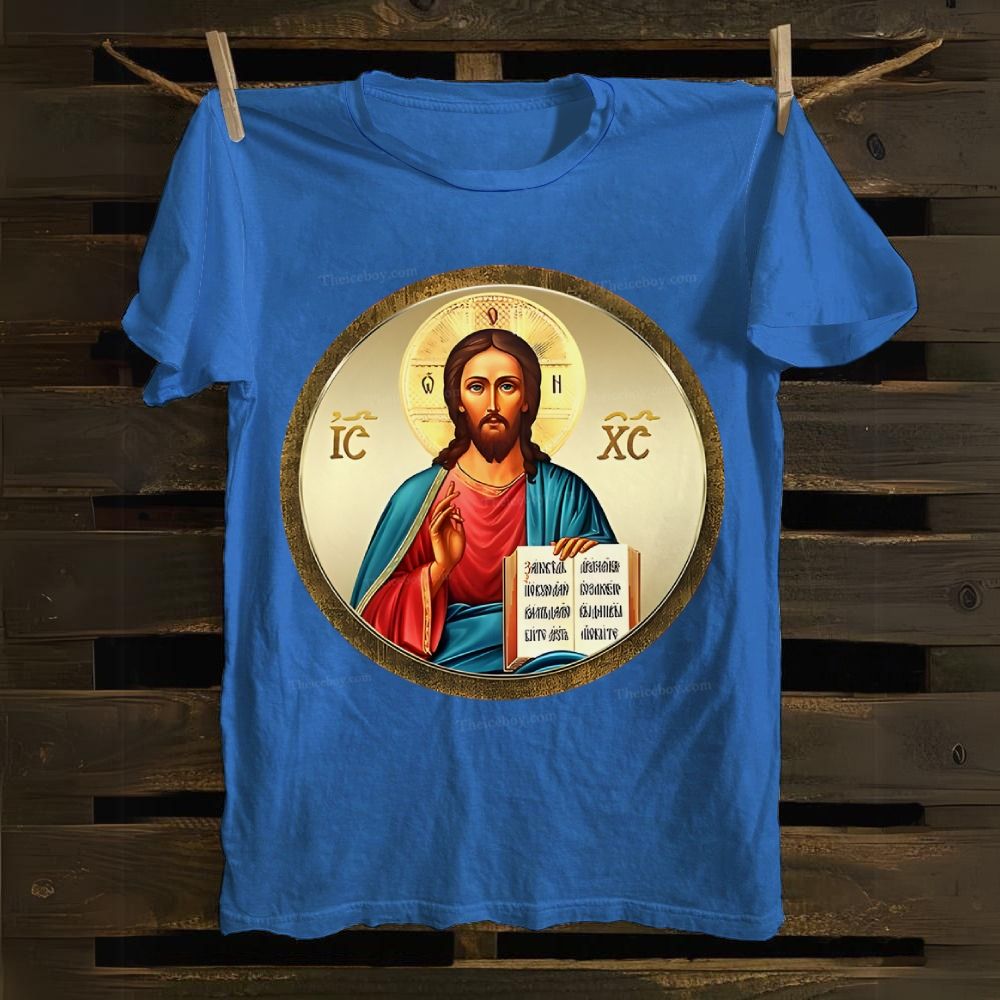 Jesus Christ the son of God Circle icon Cotton T-shirt