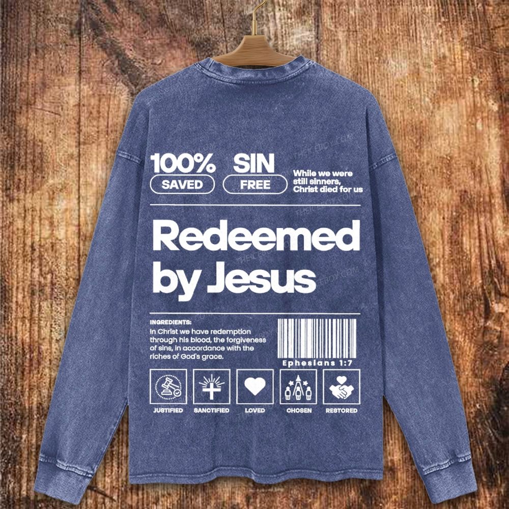 Redeemed by Jesus Christian Washed Sweatshirt